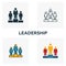 Leadership icon set. Four elements in diferent styles from human resources icons collection. Creative leadership icons filled,