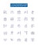Leadership line icons signs set. Design collection of Leadership, Managerial, Authority, Guidance, Inspiring, Visionary