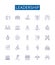 Leadership line icons signs set. Design collection of Leadership, Managerial, Authority, Guidance, Inspiring, Visionary