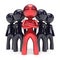 Leadership teamwork stylized red character black men crowd
