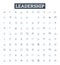 Leadership vector line icons set. Lead, Guide, Manage, Motivate, Direct, Facilitate, Inspire illustration outline