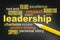 Leadership Word Cloud with yellow pencil besides. Leader teamwork coaching charisma concept