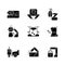 Leading technologies black glyph icons set on white space