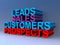 Leads sales customers prospects on blue