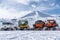 Leadville, Colorado- March 7, 2020: People gather outside on Vail Pass for the annual Snowcat Jamboree