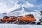 Leadville, Colorado- March 7, 2020: People gather outside on Vail Pass for the annual Snowcat Jamboree