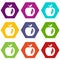 Leaf apple icons set 9 vector