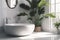 leaf clean green interior bathroom tropical home white sink design spa. Generative AI.