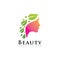 Leaf with face women beauty logo