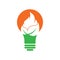 Leaf fire bulb shape concept vector logo design