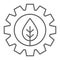 Leaf in gear thin line icon, ecology lamp energy