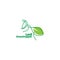 Leaf grasshopper green line minimalist abstract logo design vector