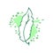 Leaf illustration with green splattered and blot on white background. symbol for ecology. hand drawn vector. doodle art for wallpa