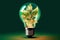 leaf inside light bulb green energy emerged ecosystem concept ai generated