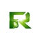 leaf Letter R logo design vector. Letter R symbol vector in two colors . Simple modern clean letter R logo template