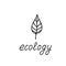 Leaf and lettering ecology hand drawn in doodle style. template