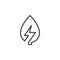 Leaf with lightning bolt line icon, outline vector sign, linear style pictogram isolated on white