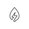 Leaf with lightning bolt line icon, outline vector sign, linear style pictogram isolated on white.