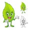 Leaf Mascot with Present Hand Cartoon Character