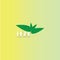 Leaf minimal logo design on green and ash color design.