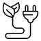 Leaf plug icon outline vector. Eco energy