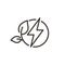 Leaf, plug plant and electricity vector thin line outline icon illustration. Image for electricity, saving energy, sustainability