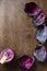 leaf red cabbage slate and wooden counter top background