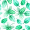 Leaf seamless pattern. Watercolor illustration. Isolated on a white background. For design.