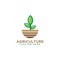 Leaf and soil logo design farm agriculture template