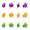 Leaf sticker icons with peeled edge