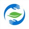 Leaf two hand save nature icon logo
