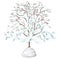 The leafless tree covered with snow isolated on white background. Vector illustration.