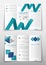 Leaflet cover presentation abstract geometric background, layout in A4 size Blue fold set technology annual report