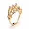 Leafy Platinum Diamond Ring In Yellow Gold - Baroque Grandiosity