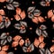Leafy seamless pattern. Floral black background wallpaper with autumn leaves. Surface modern texture .