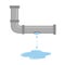 Leaking pipe with flowing water vector illustration