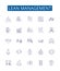 Lean management line icons signs set. Design collection of Lean, Management, Efficiency, Cost, Quality, Waste, Process