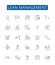 Lean management line icons signs set. Design collection of Lean, Management, Efficiency, Cost, Quality, Waste, Process
