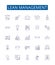 Lean management line icons signs set. Design collection of Lean, Management, Efficiency, Cost, Quality, Waste, Process