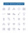 Lean management line icons signs set. Design collection of Lean, Management, Efficiency, Cost, Quality, Waste, Process