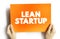 Lean startup text quote on card, concept background