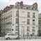 Leaning building in city of Nantes in France