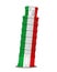 Leaning Pisa Tower with Italian Flag Isolated