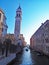 The Leaning Tower of The Campanile of San Giorgio dei Greci in Venice, Italy