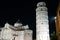 Leaning Tower of Pisa and Cathedral Floodlit at Night, Tuscany, Italy