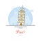 Leaning tower of Pisa, Italy, flat vector illustration