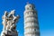 Leaning Tower of Pisa and the nearby children angels statue