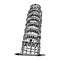 Leaning tower of pisa - vector illustration sketch hand drawn