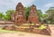 Leaning towers stupa of Wat mahathat at Ayutthaya