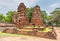 Leaning towers stupa of Wat mahathat at Ayutthaya thai